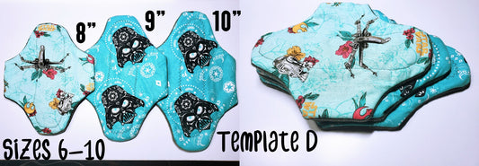 Template D | Budget Friendly Cloth Pads | 2.5" Snapped Width | 6/7/8/9/10 inches | Great starter for Teen/ Tween |