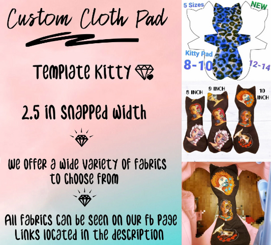 Custom Kitty Cat Shaped Pad | 8/9/10/12/13/14 |  2.5" Snapped Width |