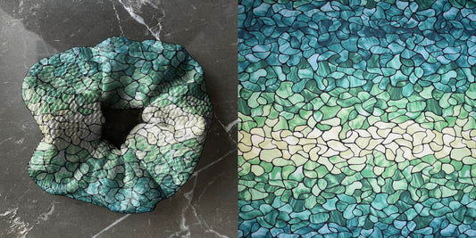 Green Stained Glass | Custom Hair Scrunchie | Adult Size & Toddler Size | 7 Options