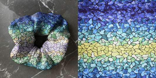 Blue Green Stained glass    | Custom Hair Scrunchie | Adult Size & Toddler Size | 7 Options